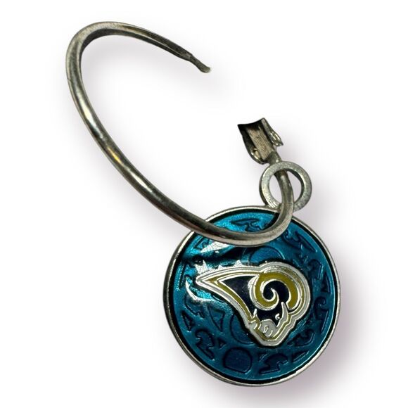 NFL‎ Los Angeles Rams Hoop Earrings Circular Blue/Logo Design - Picture 4 of 4